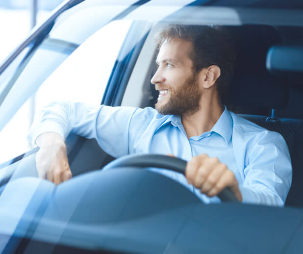stock photo happy owner handsome bearded mature man sitting relaxed in his newly bought car looking out the 498095635